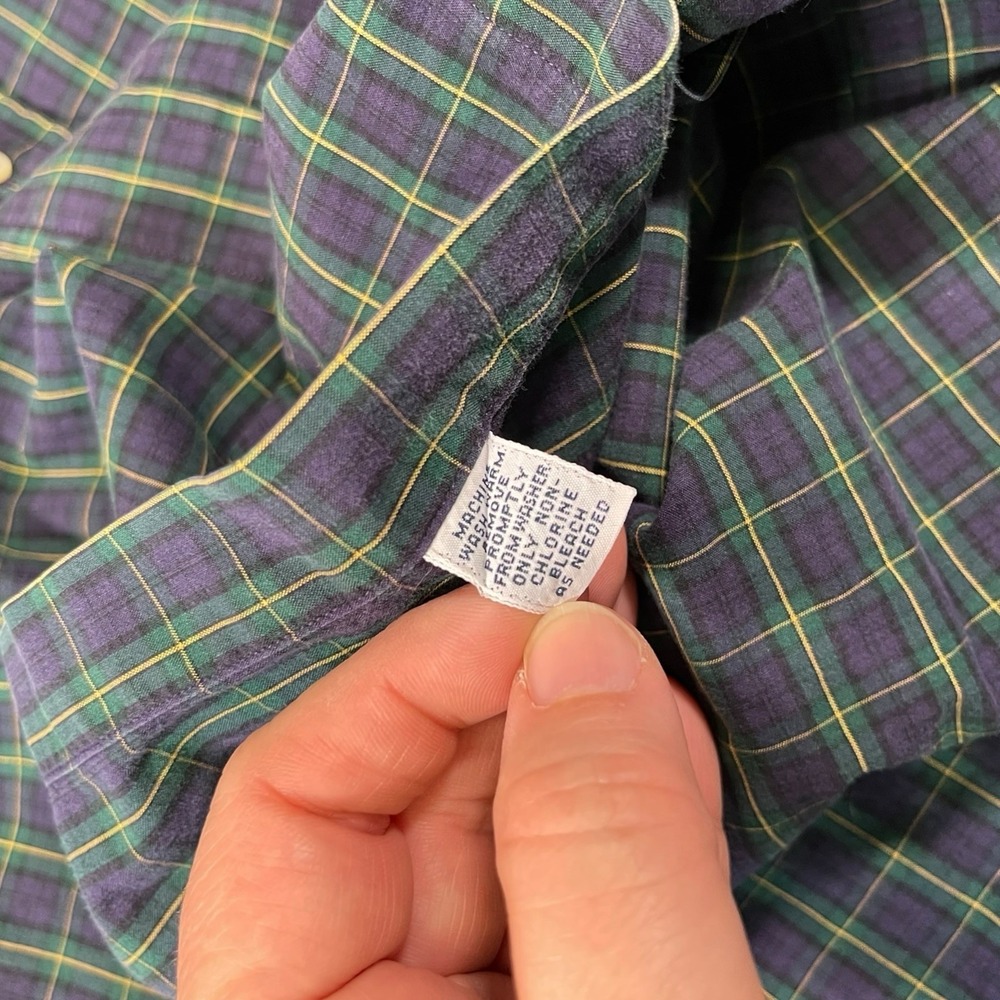 Ralph Lauren 17.5 34/35 Blue/Green Plaid Yarmouth Button Down 100% Cotton Preppy - Picture 8 of 8